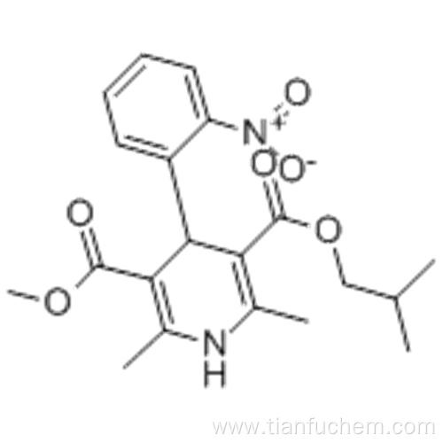 3,5-Pyridinedicarboxylicacid, 1,4-dihydro-2,6-dimethyl-4-(2-nitrophenyl)-, 3-methyl 5-(2-methylpropyl)ester CAS 63675-72-9